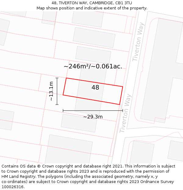 48, TIVERTON WAY, CAMBRIDGE, CB1 3TU: Plot and title map