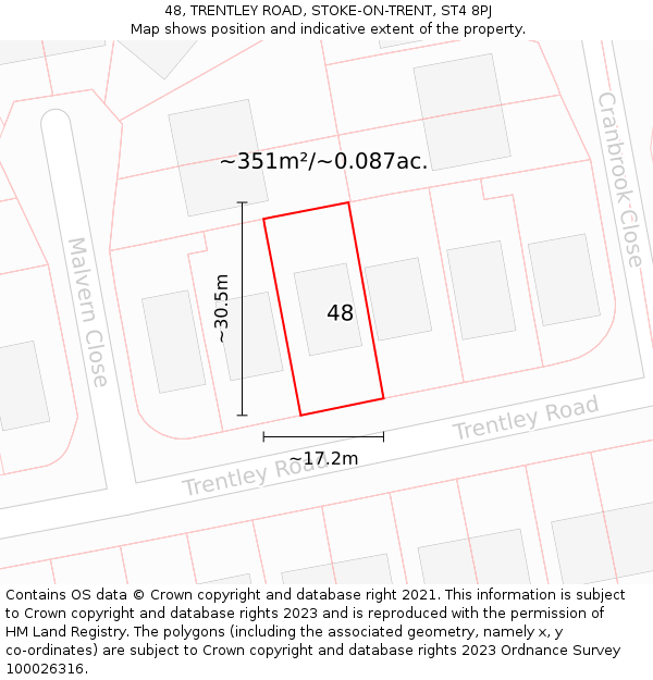 48, TRENTLEY ROAD, STOKE-ON-TRENT, ST4 8PJ: Plot and title map