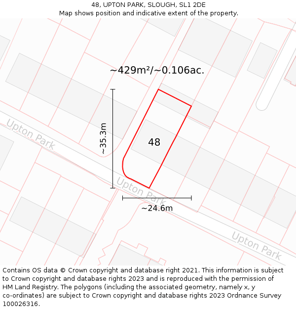 48, UPTON PARK, SLOUGH, SL1 2DE: Plot and title map