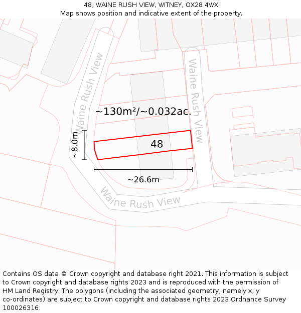 48, WAINE RUSH VIEW, WITNEY, OX28 4WX: Plot and title map