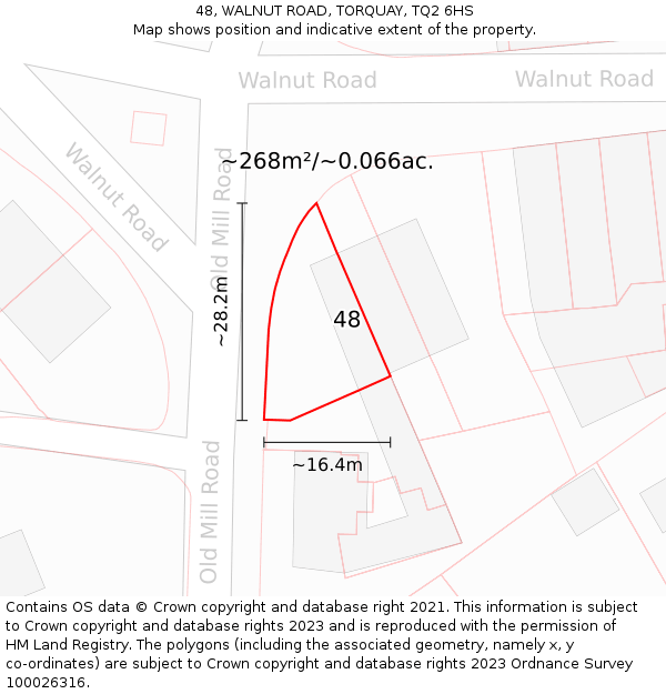 48, WALNUT ROAD, TORQUAY, TQ2 6HS: Plot and title map