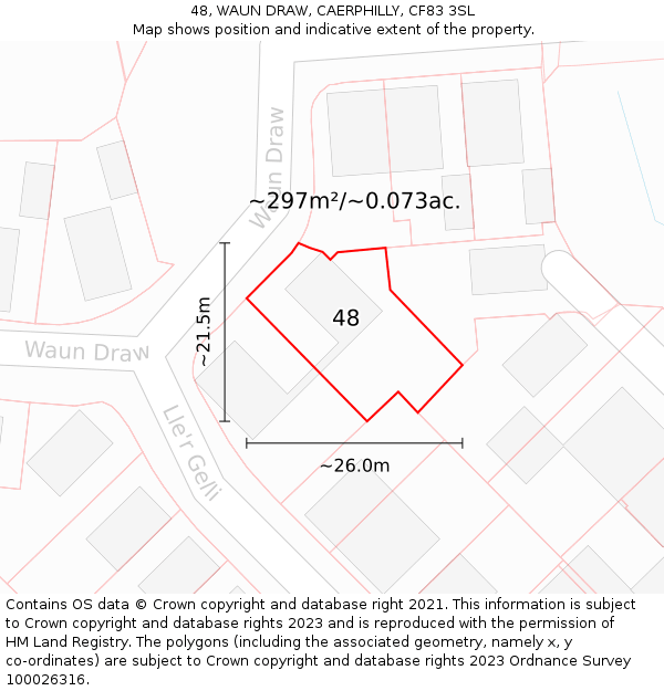 48, WAUN DRAW, CAERPHILLY, CF83 3SL: Plot and title map