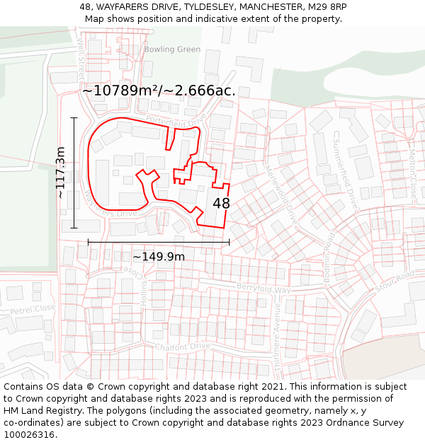 48, WAYFARERS DRIVE, TYLDESLEY, MANCHESTER, M29 8RP: Plot and title map