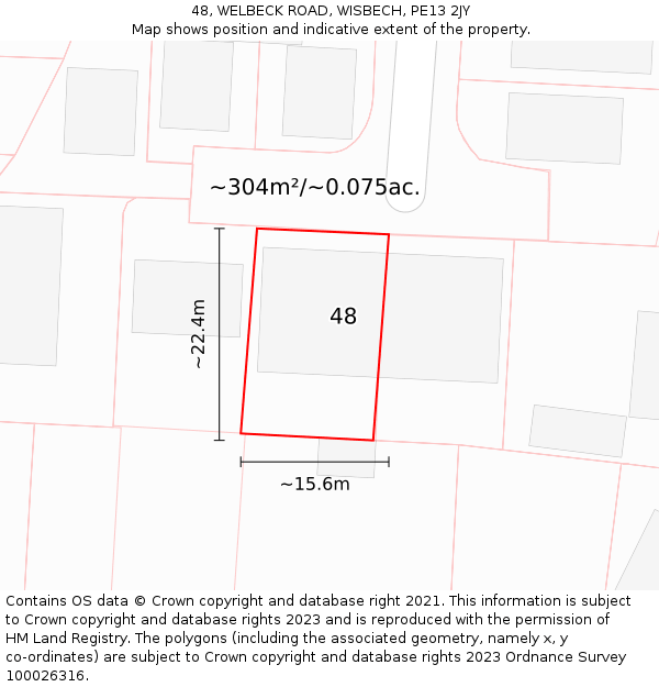 48, WELBECK ROAD, WISBECH, PE13 2JY: Plot and title map