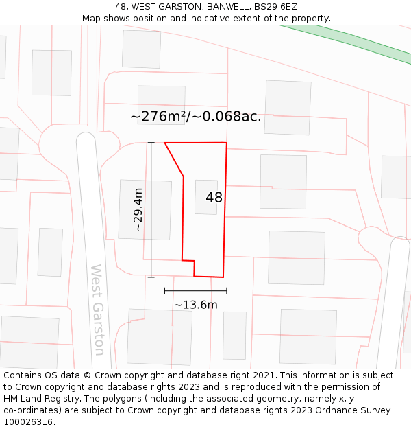 48, WEST GARSTON, BANWELL, BS29 6EZ: Plot and title map