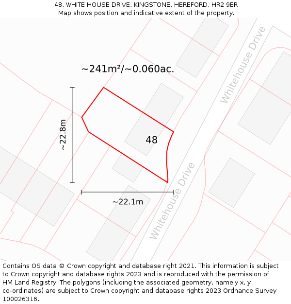 48, WHITE HOUSE DRIVE, KINGSTONE, HEREFORD, HR2 9ER: Plot and title map