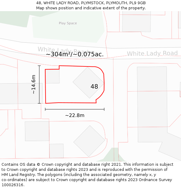 48, WHITE LADY ROAD, PLYMSTOCK, PLYMOUTH, PL9 9GB: Plot and title map