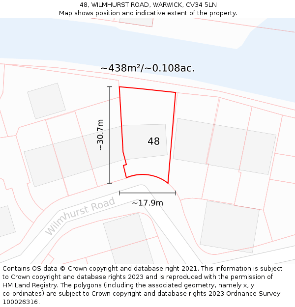 48, WILMHURST ROAD, WARWICK, CV34 5LN: Plot and title map