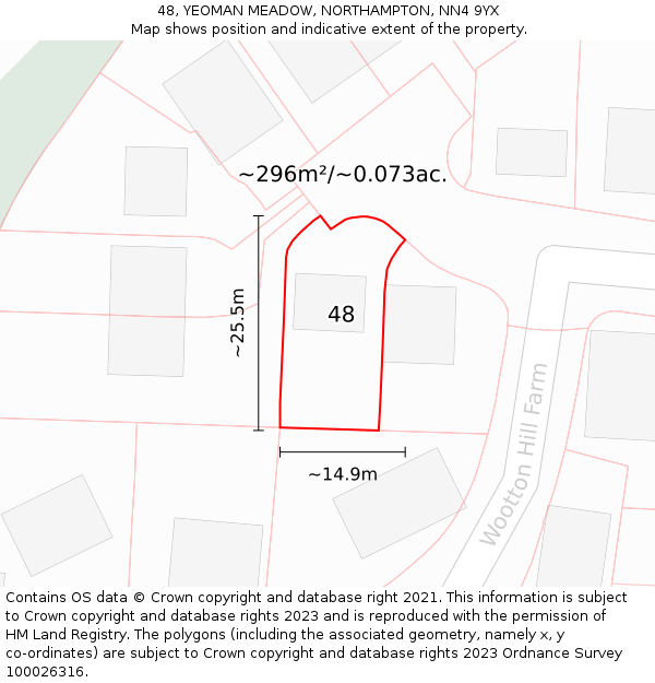 48, YEOMAN MEADOW, NORTHAMPTON, NN4 9YX: Plot and title map