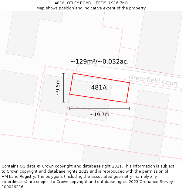 481A, OTLEY ROAD, LEEDS, LS16 7NR: Plot and title map