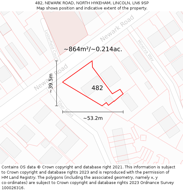 482, NEWARK ROAD, NORTH HYKEHAM, LINCOLN, LN6 9SP: Plot and title map