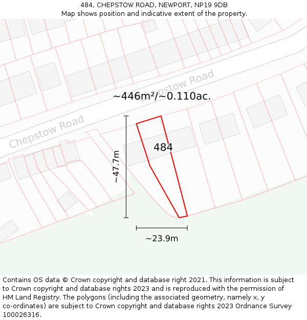 484, CHEPSTOW ROAD, NEWPORT, NP19 9DB: Plot and title map