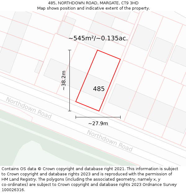 485, NORTHDOWN ROAD, MARGATE, CT9 3HD: Plot and title map