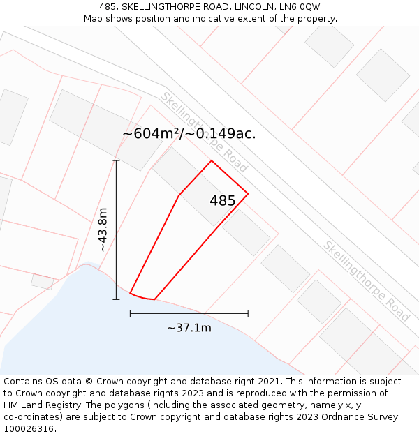 485, SKELLINGTHORPE ROAD, LINCOLN, LN6 0QW: Plot and title map