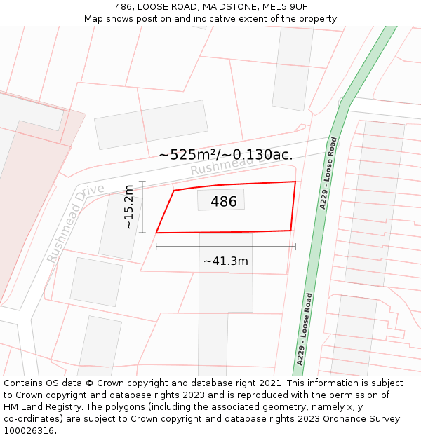 486, LOOSE ROAD, MAIDSTONE, ME15 9UF: Plot and title map
