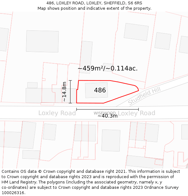 486, LOXLEY ROAD, LOXLEY, SHEFFIELD, S6 6RS: Plot and title map