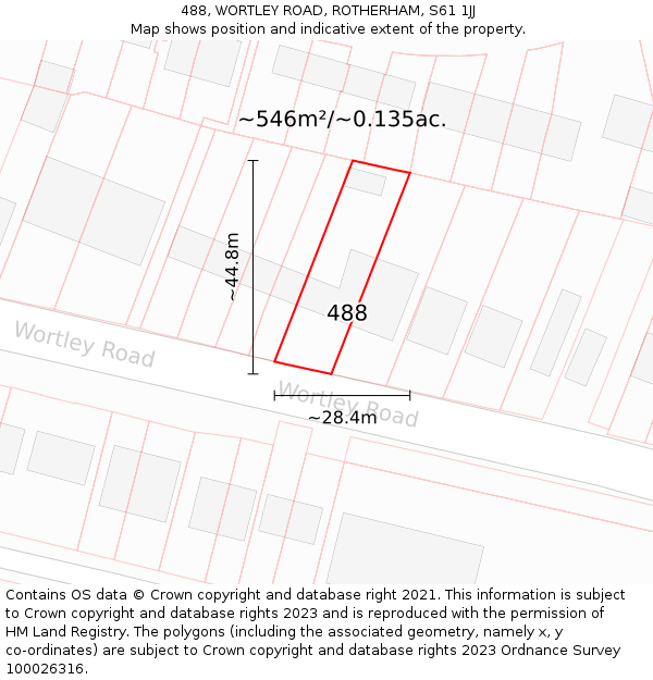 488, WORTLEY ROAD, ROTHERHAM, S61 1JJ: Plot and title map