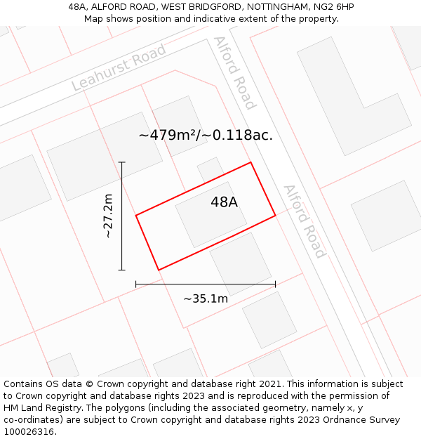 48A, ALFORD ROAD, WEST BRIDGFORD, NOTTINGHAM, NG2 6HP: Plot and title map