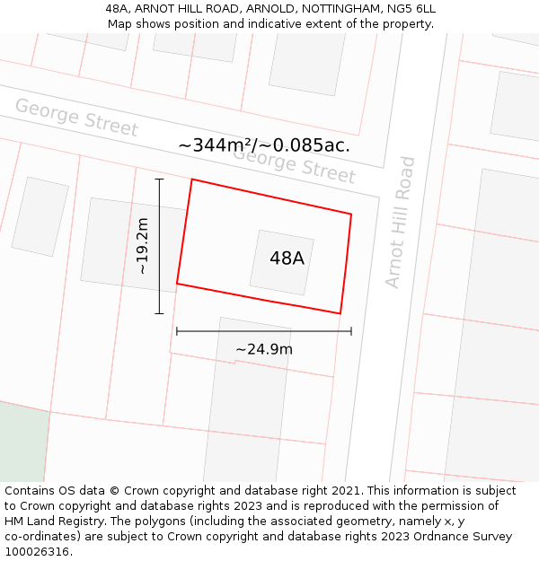 48A, ARNOT HILL ROAD, ARNOLD, NOTTINGHAM, NG5 6LL: Plot and title map