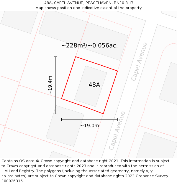 48A, CAPEL AVENUE, PEACEHAVEN, BN10 8HB: Plot and title map