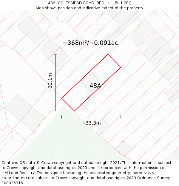 48A, COLESMEAD ROAD, REDHILL, RH1 2EQ: Plot and title map