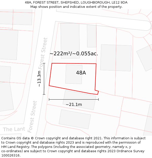 48A, FOREST STREET, SHEPSHED, LOUGHBOROUGH, LE12 9DA: Plot and title map