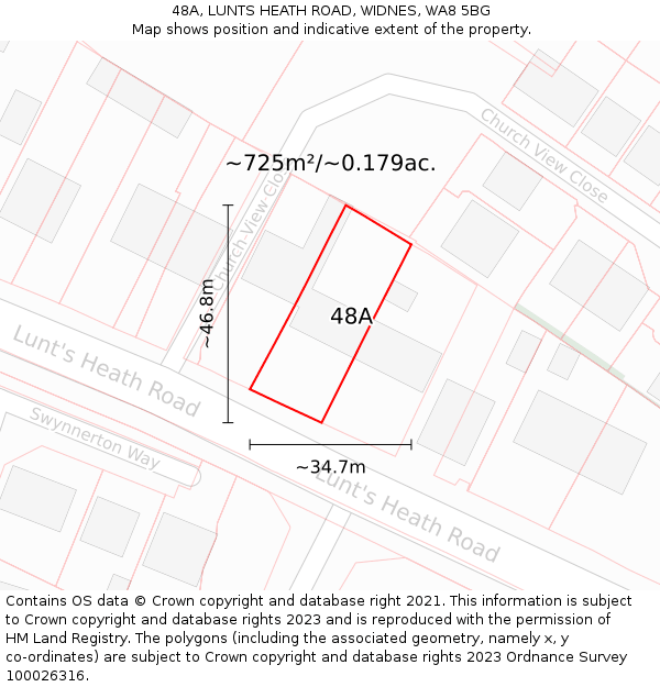 48A, LUNTS HEATH ROAD, WIDNES, WA8 5BG: Plot and title map