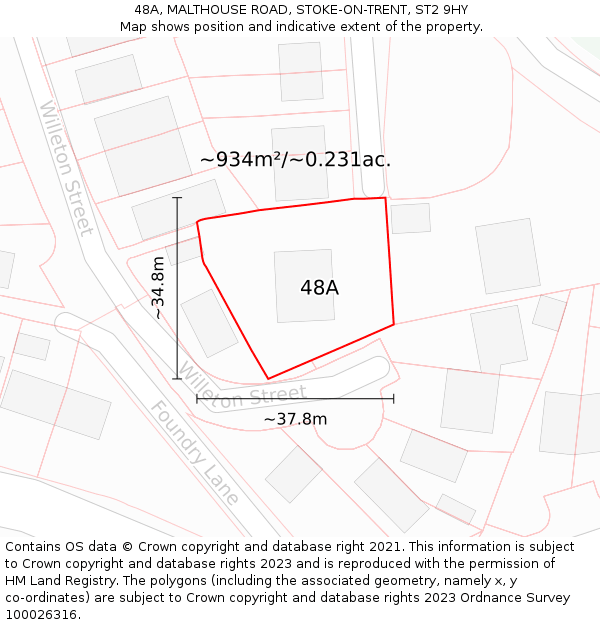 48A, MALTHOUSE ROAD, STOKE-ON-TRENT, ST2 9HY: Plot and title map