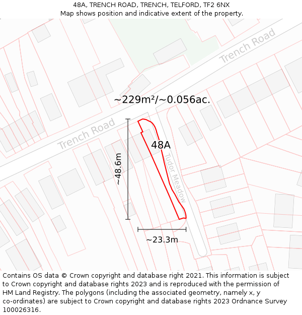 48A, TRENCH ROAD, TRENCH, TELFORD, TF2 6NX: Plot and title map