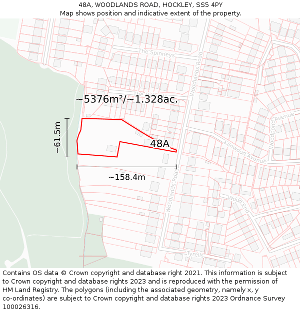 48A, WOODLANDS ROAD, HOCKLEY, SS5 4PY: Plot and title map