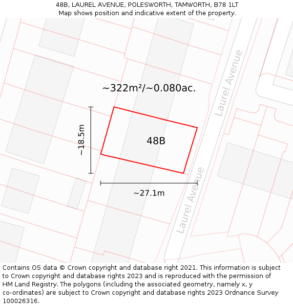 48B, LAUREL AVENUE, POLESWORTH, TAMWORTH, B78 1LT: Plot and title map