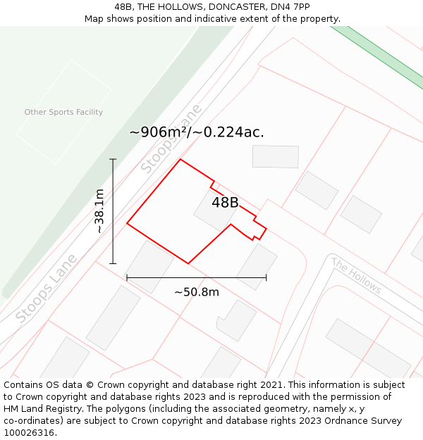 48B, THE HOLLOWS, DONCASTER, DN4 7PP: Plot and title map