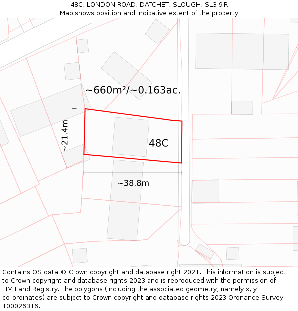 48C, LONDON ROAD, DATCHET, SLOUGH, SL3 9JR: Plot and title map