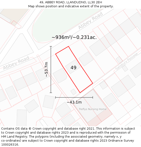 49, ABBEY ROAD, LLANDUDNO, LL30 2EH: Plot and title map