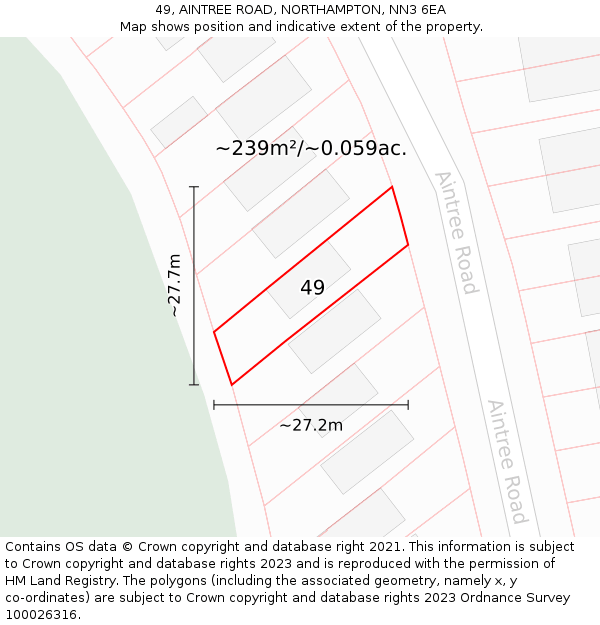 49, AINTREE ROAD, NORTHAMPTON, NN3 6EA: Plot and title map