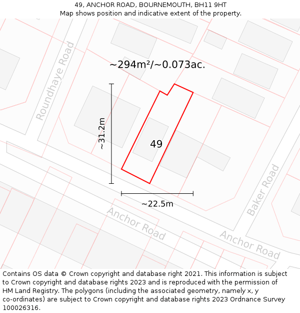 49, ANCHOR ROAD, BOURNEMOUTH, BH11 9HT: Plot and title map