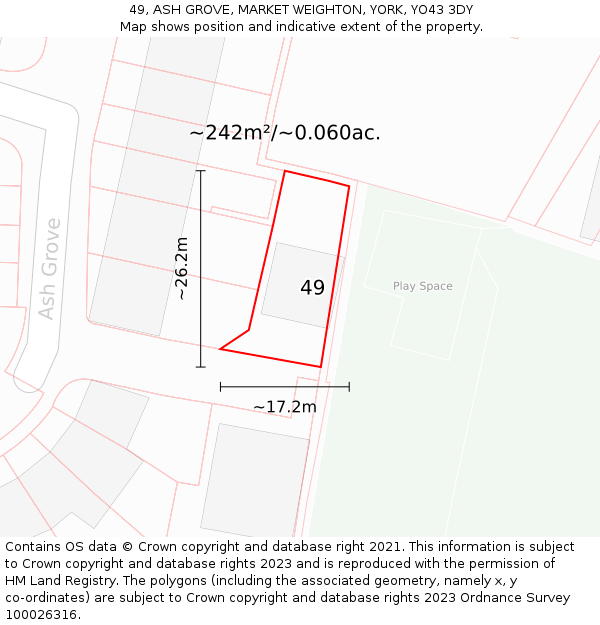 49, ASH GROVE, MARKET WEIGHTON, YORK, YO43 3DY: Plot and title map