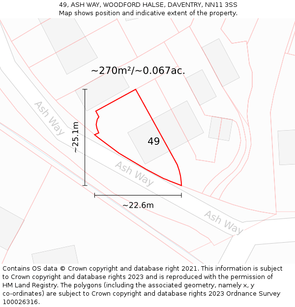 49, ASH WAY, WOODFORD HALSE, DAVENTRY, NN11 3SS: Plot and title map