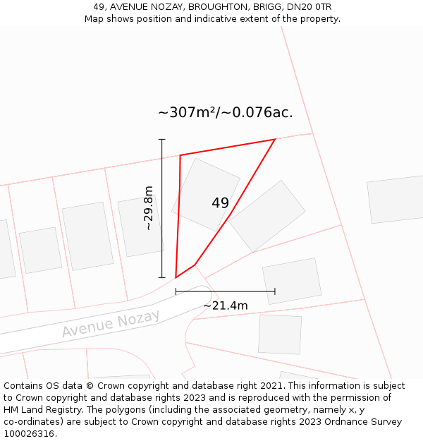 49, AVENUE NOZAY, BROUGHTON, BRIGG, DN20 0TR: Plot and title map