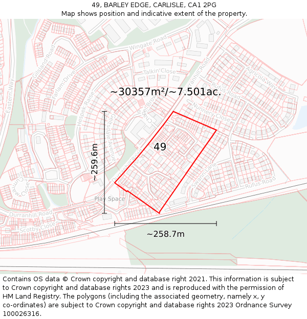 49, BARLEY EDGE, CARLISLE, CA1 2PG: Plot and title map