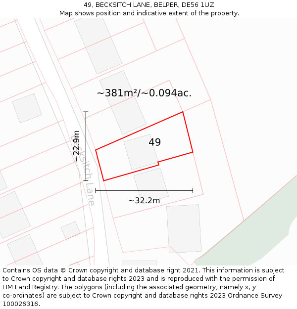 49, BECKSITCH LANE, BELPER, DE56 1UZ: Plot and title map