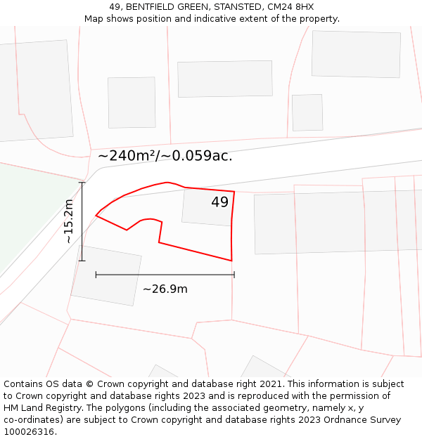 49, BENTFIELD GREEN, STANSTED, CM24 8HX: Plot and title map