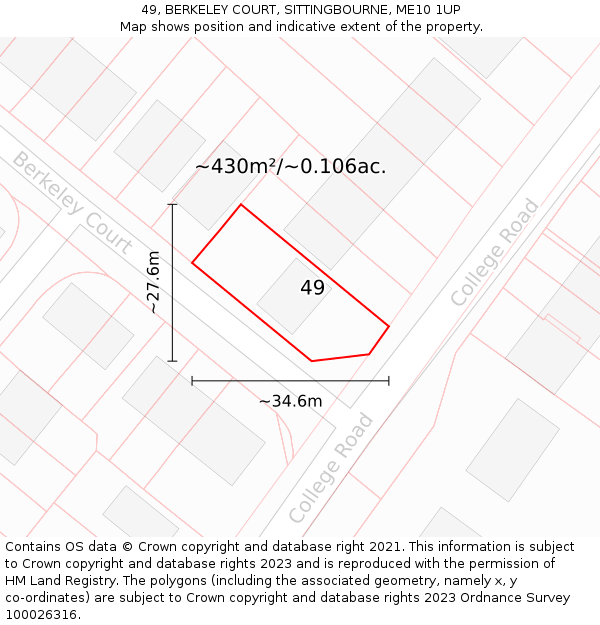 49, BERKELEY COURT, SITTINGBOURNE, ME10 1UP: Plot and title map