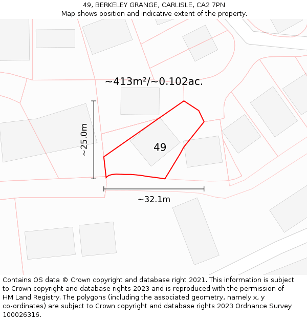 49, BERKELEY GRANGE, CARLISLE, CA2 7PN: Plot and title map