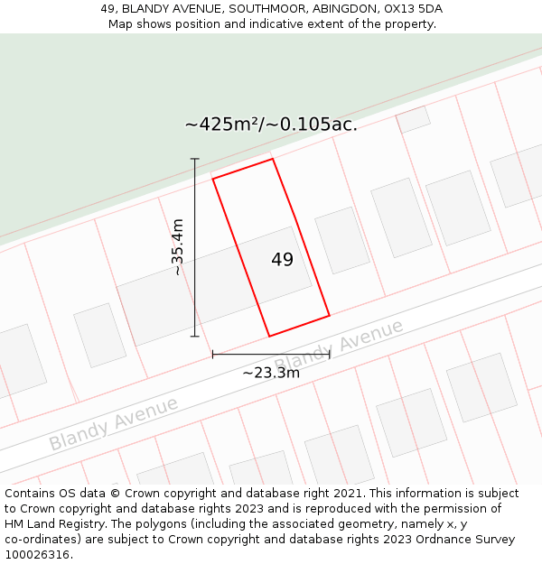 49, BLANDY AVENUE, SOUTHMOOR, ABINGDON, OX13 5DA: Plot and title map