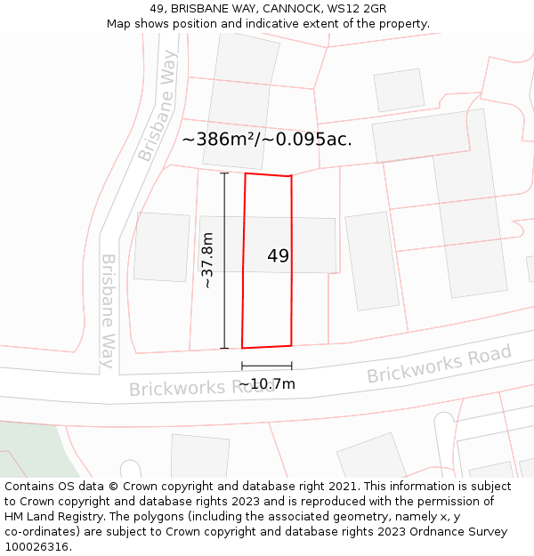 49, BRISBANE WAY, CANNOCK, WS12 2GR: Plot and title map