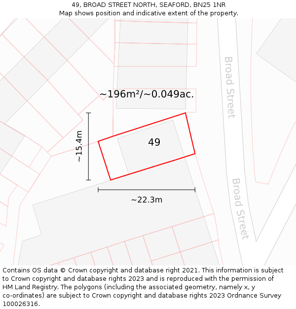 49, BROAD STREET NORTH, SEAFORD, BN25 1NR: Plot and title map