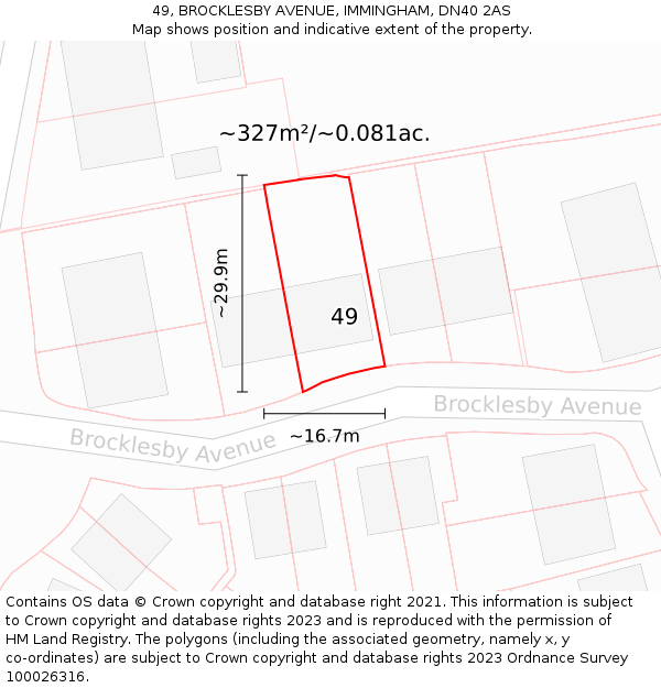 49, BROCKLESBY AVENUE, IMMINGHAM, DN40 2AS: Plot and title map