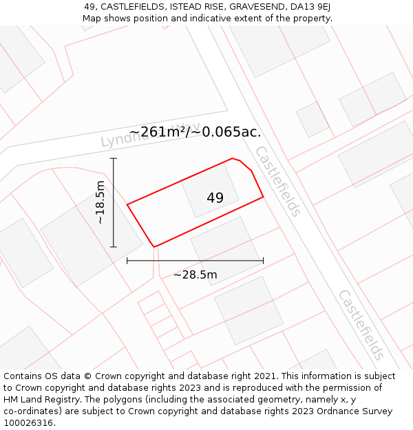 49, CASTLEFIELDS, ISTEAD RISE, GRAVESEND, DA13 9EJ: Plot and title map