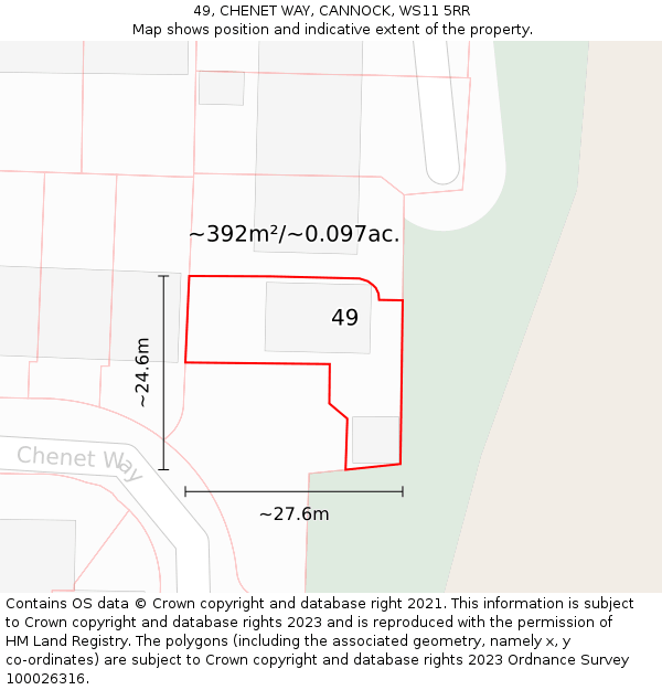 49, CHENET WAY, CANNOCK, WS11 5RR: Plot and title map